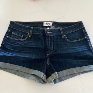 Paige Denim Shorts. Size 29. Dark blue wash with cuffed bottom.